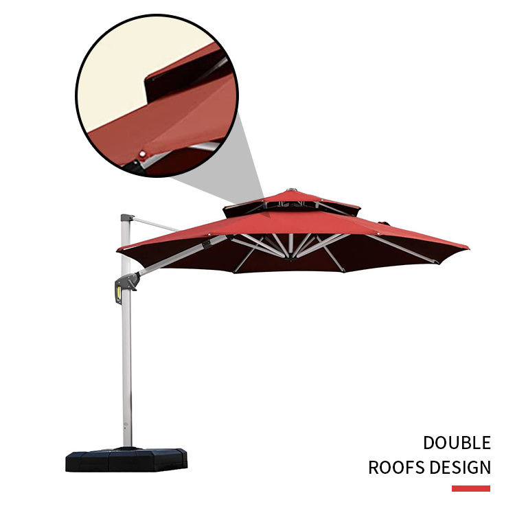 YASN Double Roof Design Outdoor Sun Umbrellas Big Size Garden Cantilever Umbrella