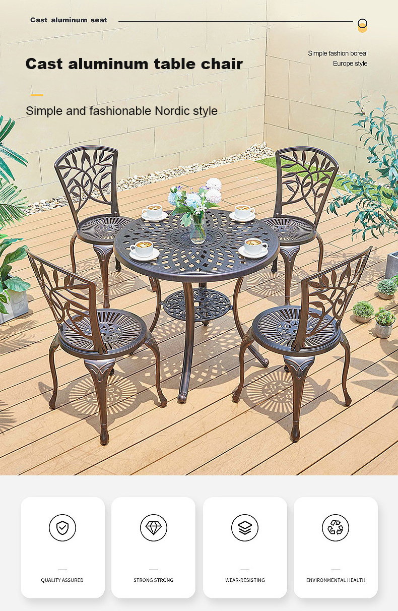 YASN HYTZ174 Nordic 5pieces 3pieces Cast Aluminum Garden Patio Furniture Table Chair Aluminum Casting Outdoor Garden Furniture