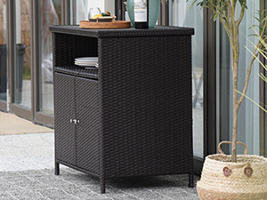 YASN Wicker Rattan Outdoor Storage Cabinet Outdoor Kitchen Storage Cabinet Shelf With Door