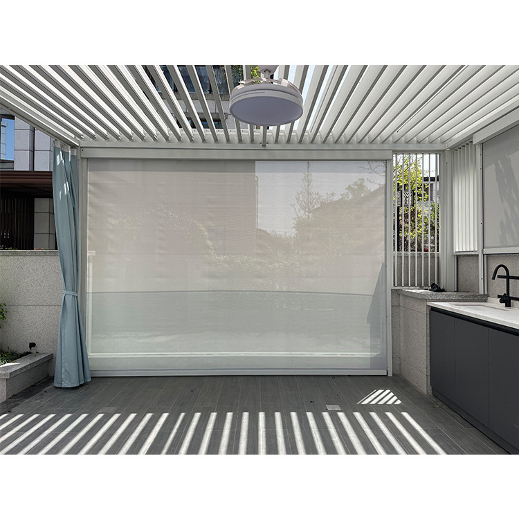 YASN Aluminum Louvered Pergola Privacy Screen Outdoor Shade Pergola Canopy with Outdoor Kitchen