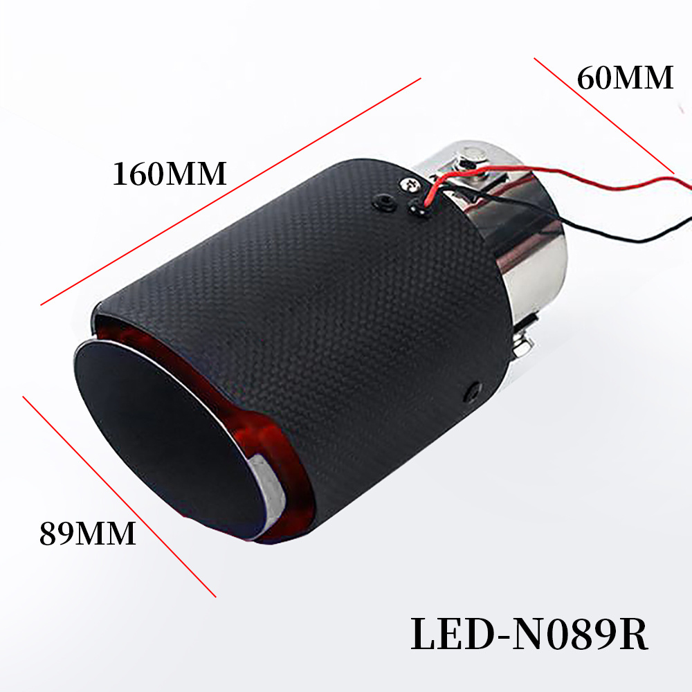 LED-N89R  black carbon fiber led universal car exhaust tip muffler pipe red light flaming