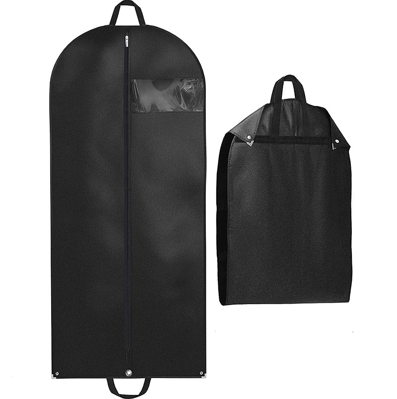 Wholesale Metal Corner Black Zipper Fold Handles Non Woven Garment Bags