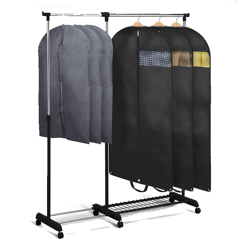 Wholesale Metal Corner Black Zipper Fold Handles Non Woven Garment Bags