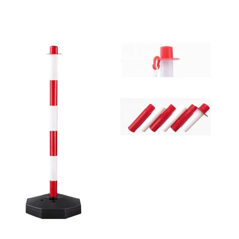 PK2 Traffic Delineator Plastic Post Cones Fillable Base Adjustable 5M Chain Outdoor Indoor Warning Safety Parking Barrier