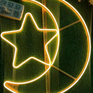 plug in Ramadan Decorations Light  LED Moon And Star Shaped Neon Light 3D Night Lamp Hanging Wall Lights For Bedroom Home Party