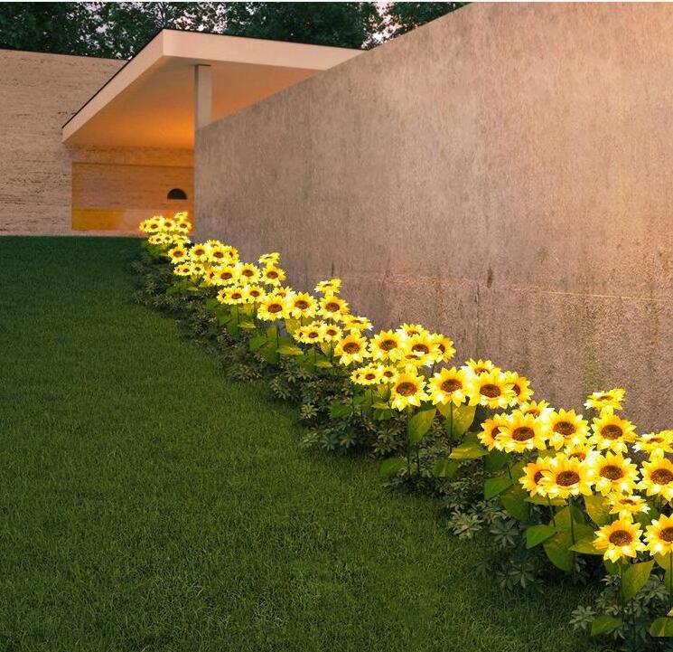 Low Price Outdoor Sunflower Stake Lights Waterproof Flowers Landscape Decorative Flower Lamps Solar LED for Outdoor Garden Park