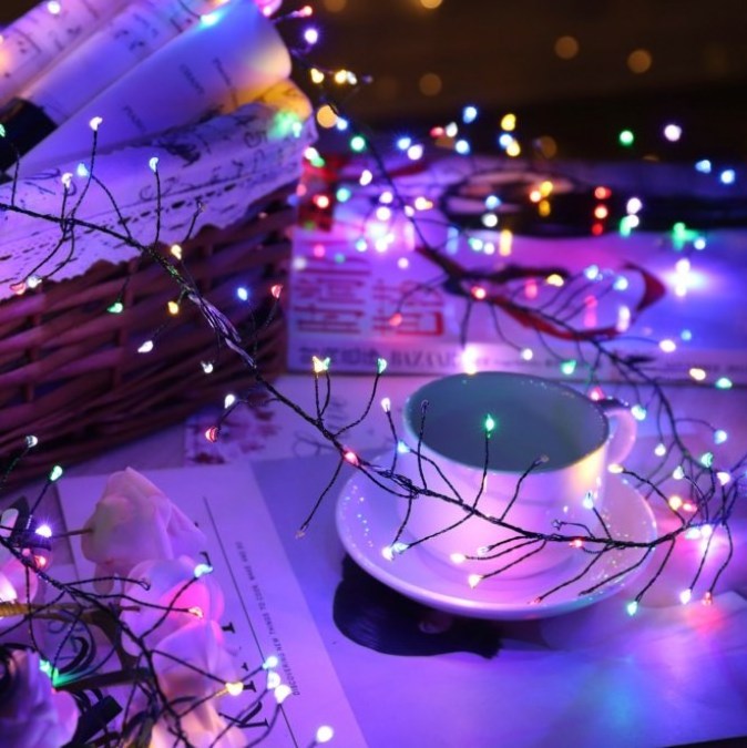 Outdoor Waterproof Battery Powered Plug-in Solar PoweredChristmas Tree Hanging LED Christmas Copper Wire Fireworks String Lights