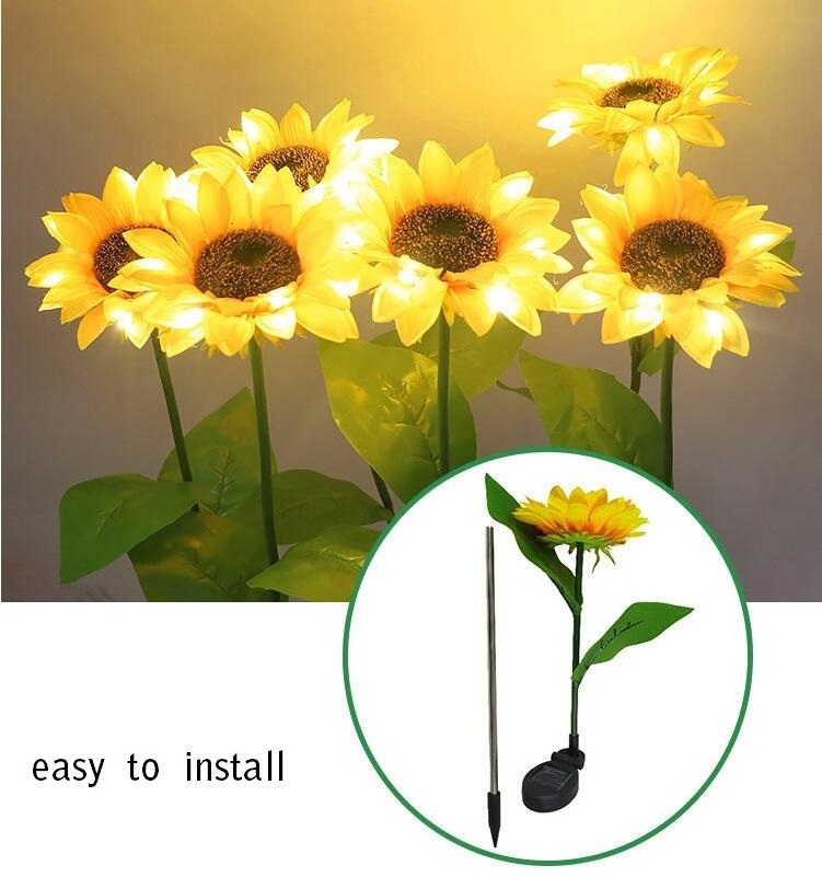 Low Price Outdoor Sunflower Stake Lights Waterproof Flowers Landscape Decorative Flower Lamps Solar LED for Outdoor Garden Park