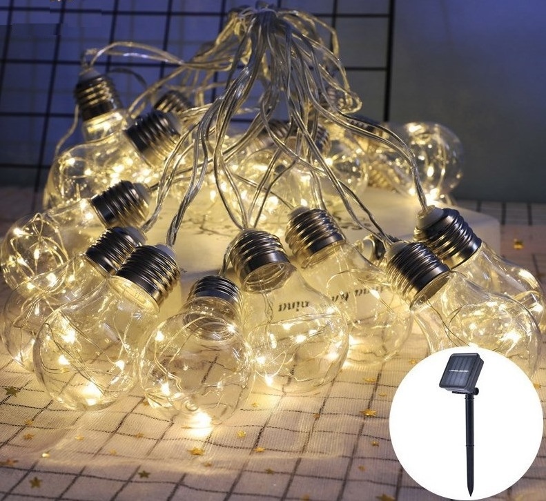 10 / 20 Edison Clear Bulb  Copper Wire Christmas String Lights Solar/Battery Operated Globe LED Hanging Lights