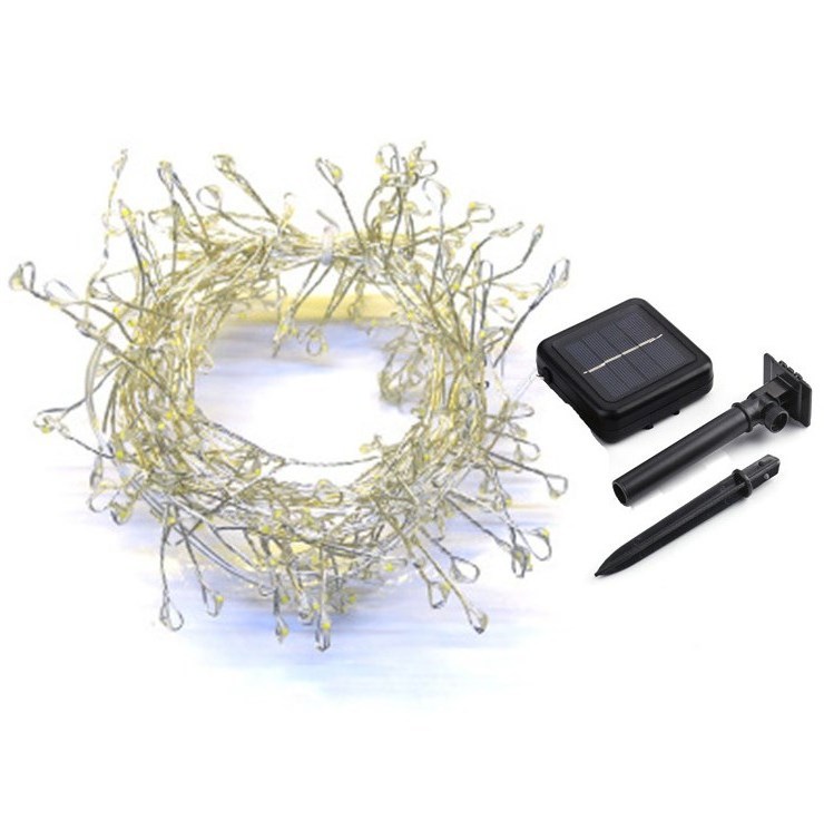 Outdoor Waterproof Battery Powered Plug-in Solar PoweredChristmas Tree Hanging LED Christmas Copper Wire Fireworks String Lights