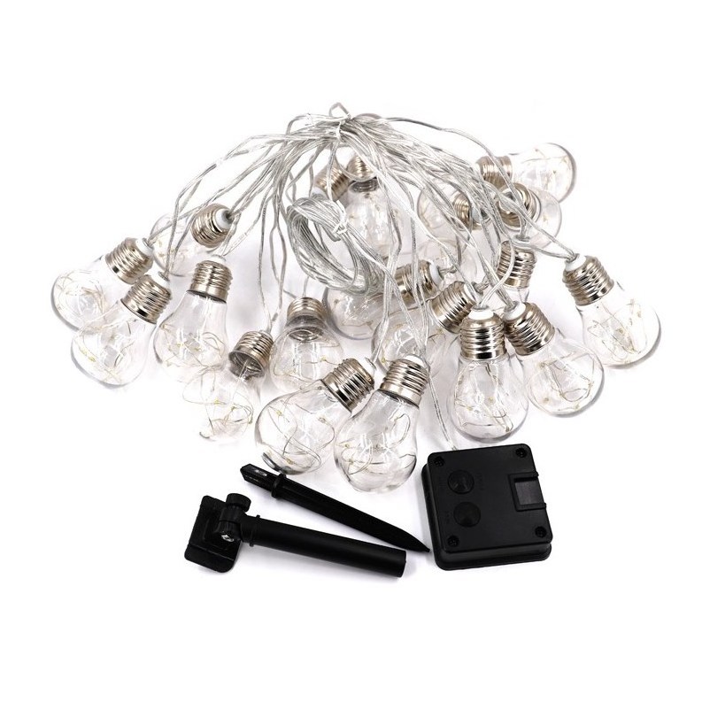 10 / 20 Edison Clear Bulb  Copper Wire Christmas String Lights Solar/Battery Operated Globe LED Hanging Lights