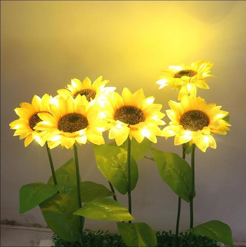 Low Price Outdoor Sunflower Stake Lights Waterproof Flowers Landscape Decorative Flower Lamps Solar LED for Outdoor Garden Park