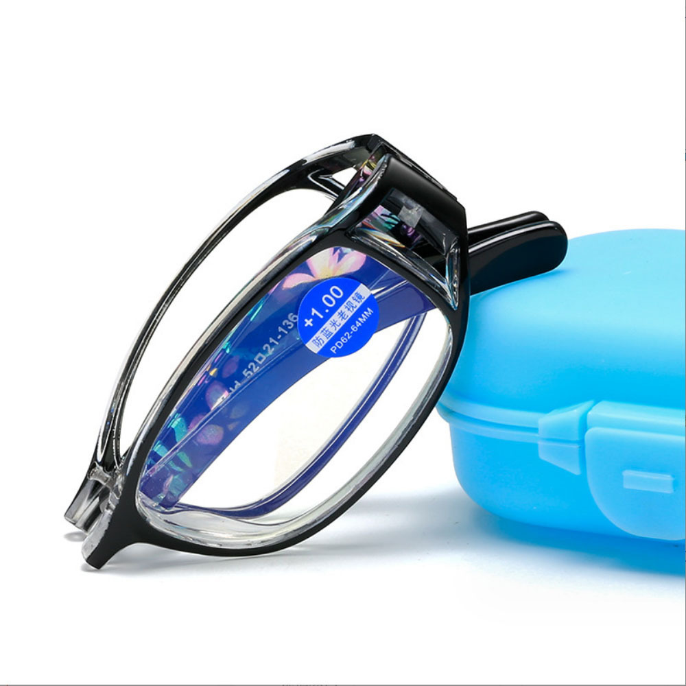 2023 Newest Fashion Blue Light Blocking Folding Reading Glasses With Case Eyewear Cheap Foldable Reader Glasses Men Women