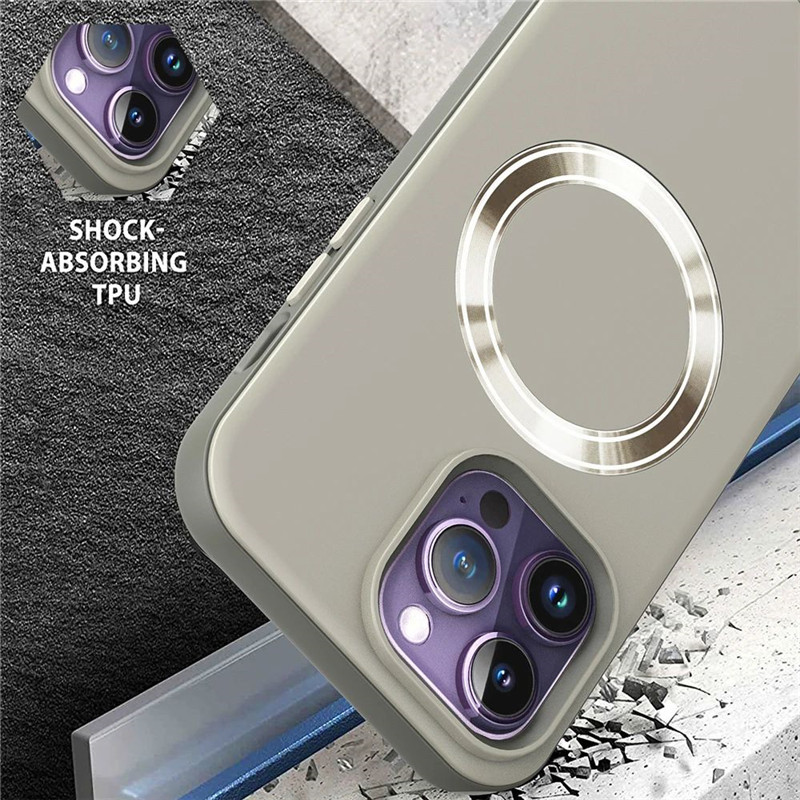 Luxury Titanium Gray Wireless Charging Case For iPhone 15 14 11 13 12 Pro Max For Magnetic Matte Hard PC Shockproof Cover