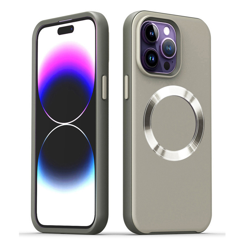 Luxury Titanium Gray Wireless Charging Case For iPhone 15 14 11 13 12 Pro Max For Magnetic Matte Hard PC Shockproof Cover