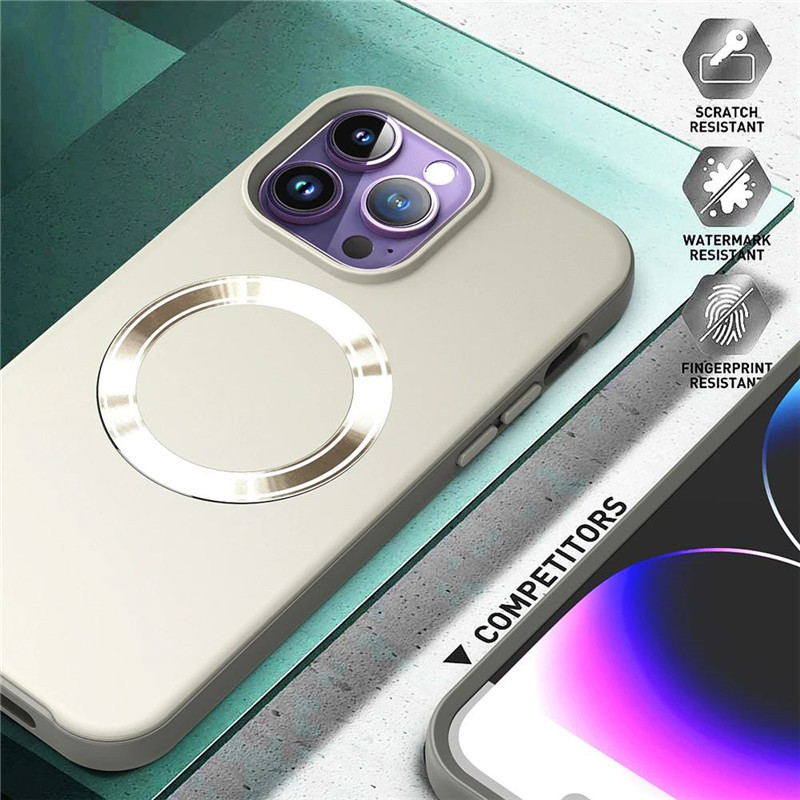 Luxury Titanium Gray Wireless Charging Case For iPhone 15 14 11 13 12 Pro Max For Magnetic Matte Hard PC Shockproof Cover