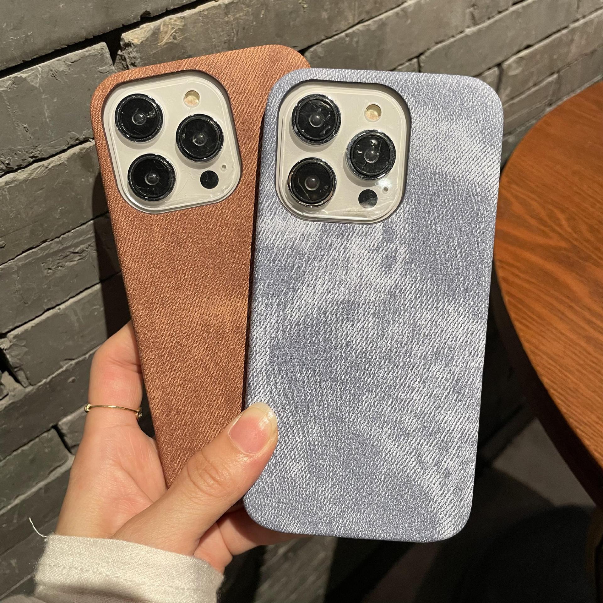 Luxury Matte Leather Fabric Soft Shockproof Jeans Retro Cover Case for iPhone 15 14 Plus 13 12 Mini 11 Pro X XR XS Max 7 8 Plus