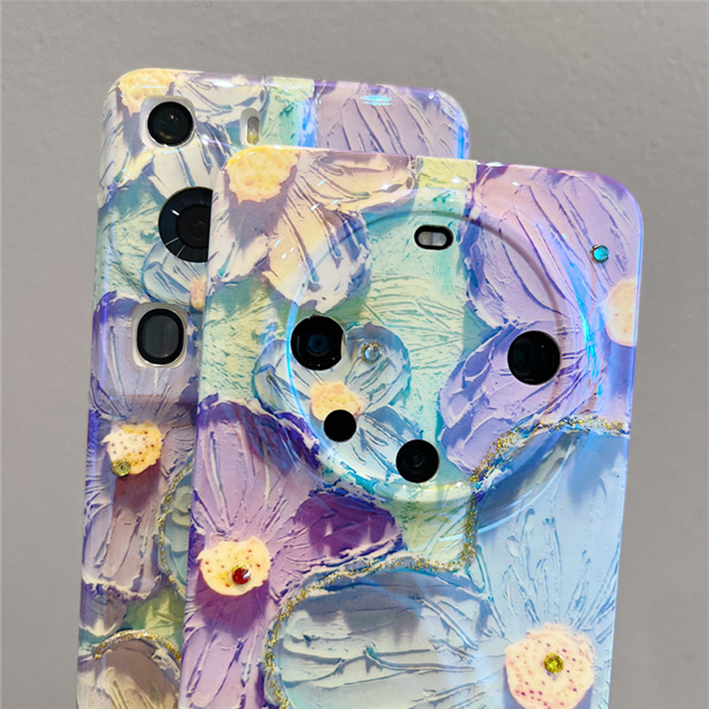 Oil Painting Flowers Lens Protect Soft Silicone Bag Phone Case For Huawei Mate 60 P60 Pro P50 P40 P30 Nova 11 Pro Honor 90 70 50