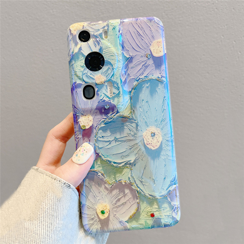 Oil Painting Flowers Lens Protect Soft Silicone Bag Phone Case For Huawei Mate 60 P60 Pro P50 P40 P30 Nova 11 Pro Honor 90 70 50