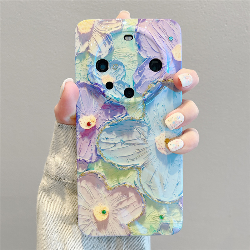 Oil Painting Flowers Lens Protect Soft Silicone Bag Phone Case For Huawei Mate 60 P60 Pro P50 P40 P30 Nova 11 Pro Honor 90 70 50