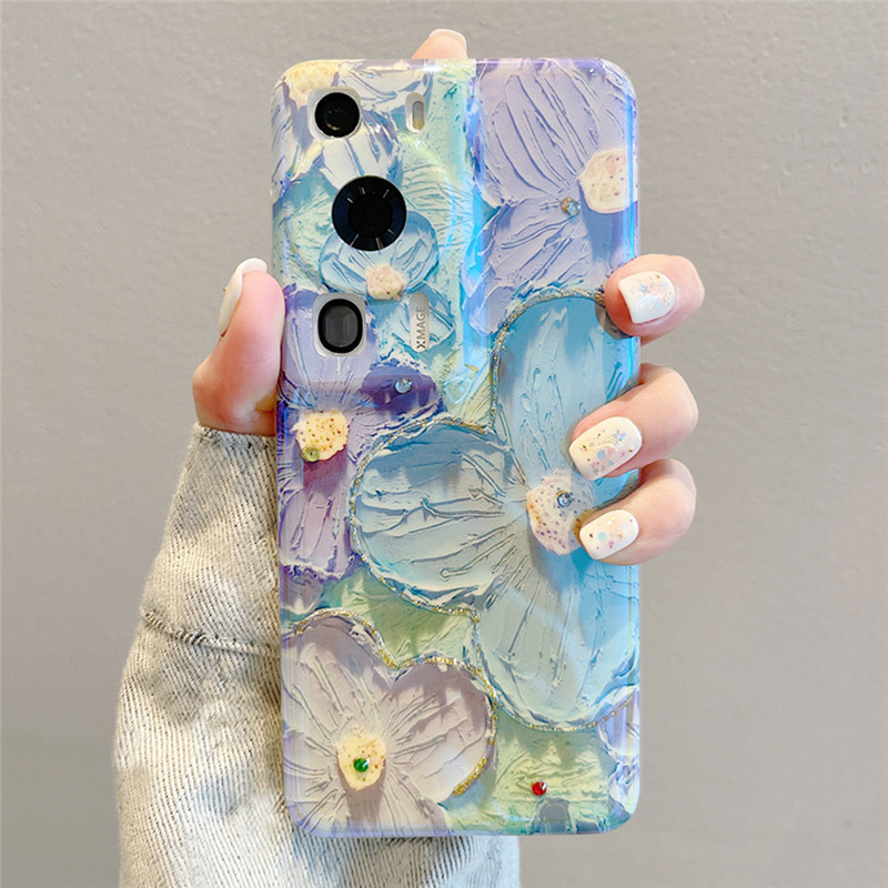 Oil Painting Flowers Lens Protect Soft Silicone Bag Phone Case For Huawei Mate 60 P60 Pro P50 P40 P30 Nova 11 Pro Honor 90 70 50