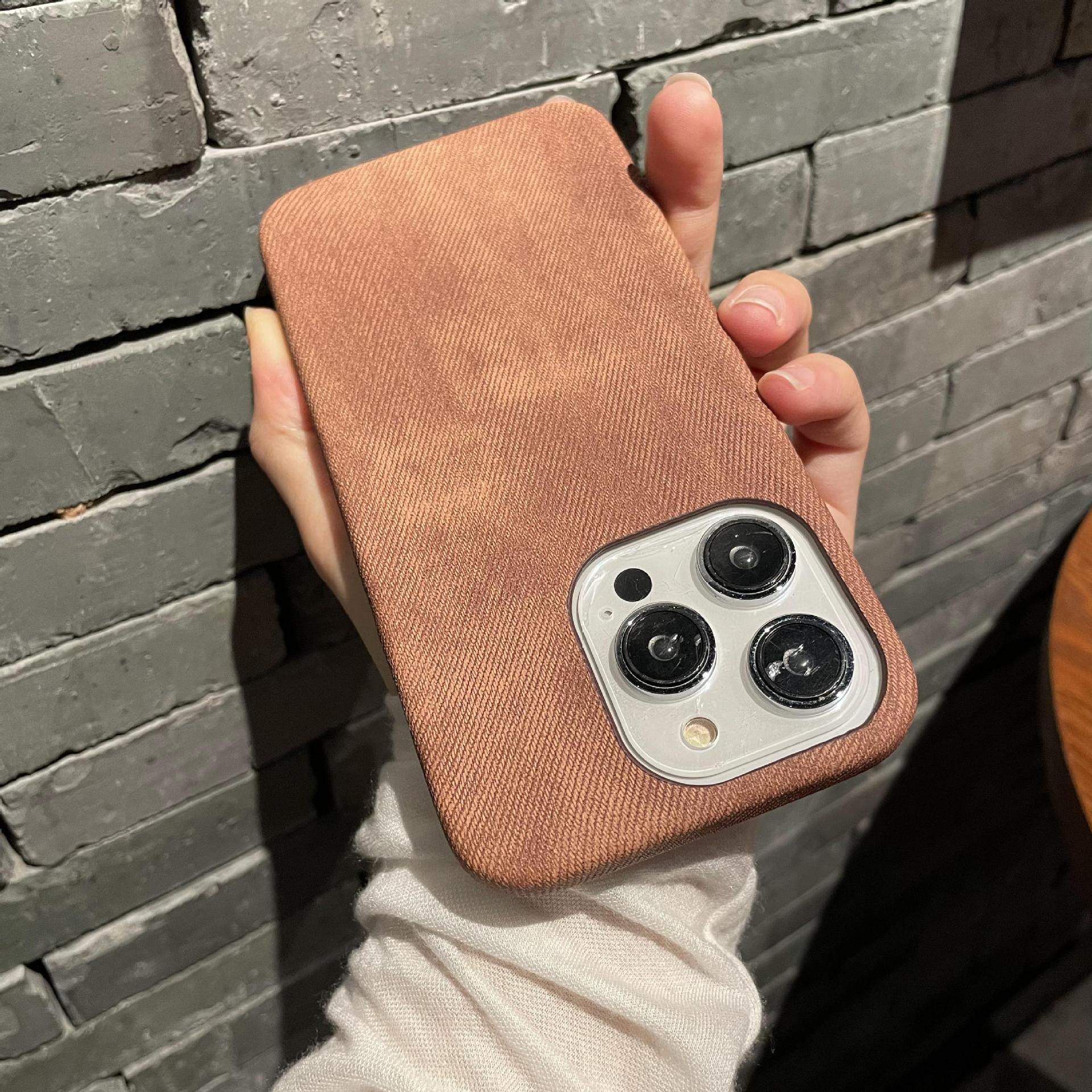 Luxury Matte Leather Fabric Soft Shockproof Jeans Retro Cover Case for iPhone 15 14 Plus 13 12 Mini 11 Pro X XR XS Max 7 8 Plus