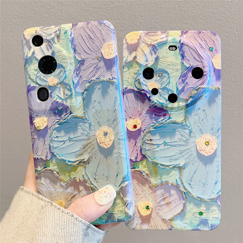 Oil Painting Flowers Lens Protect Soft Silicone Bag Phone Case For Huawei Mate 60 P60 Pro P50 P40 P30 Nova 11 Pro Honor 90 70 50