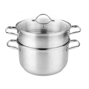 26cm Stainless Steel 2 Layers Food Big Cooking Steamer Double Boiler Pot