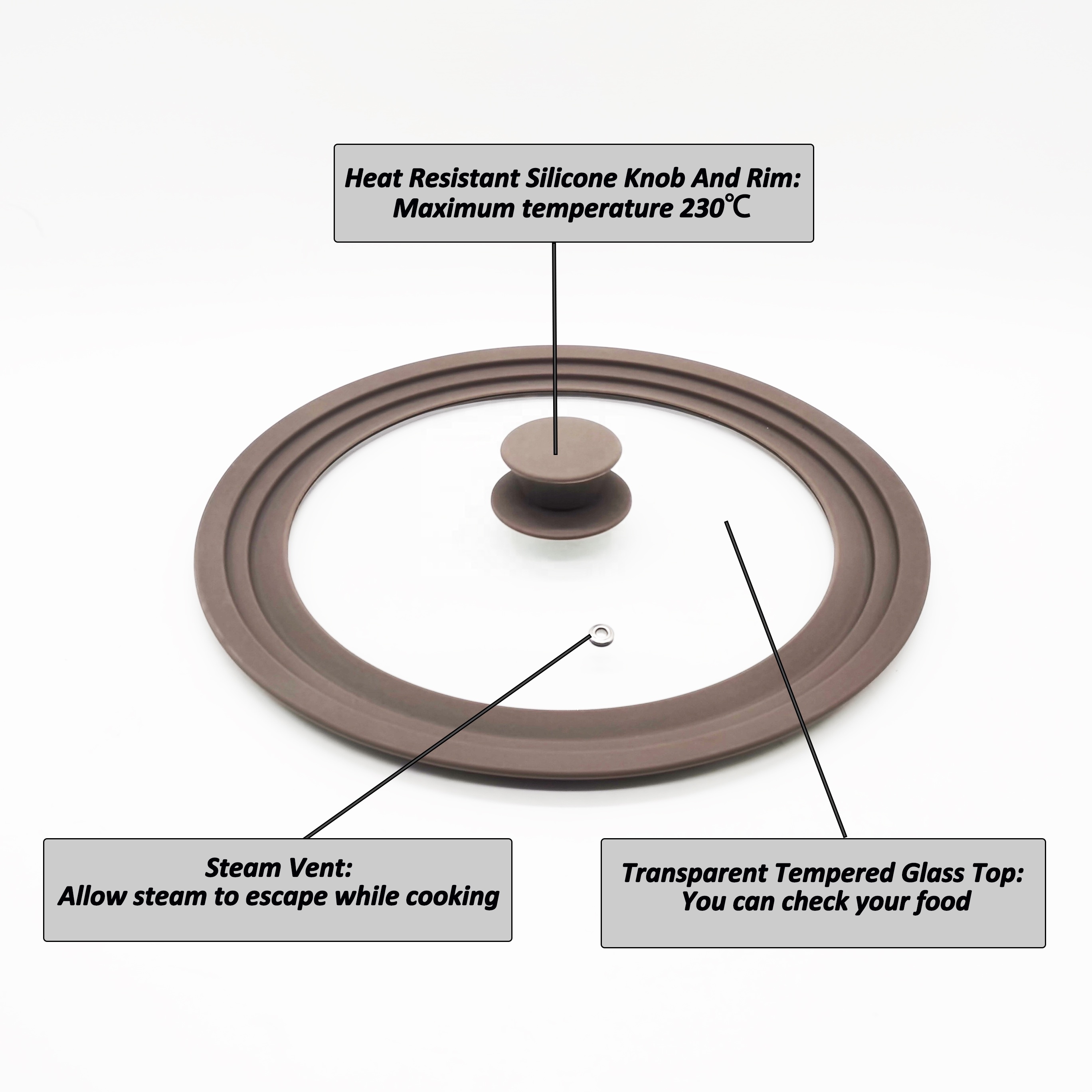 Tempered Glass with Heat Resistant Silicone Rim Fits 9.5