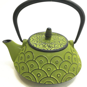 0.8 L Kongfu Cast Iron Tea Pot Porcelain Enameled Cast Iron Tea Pot Tea Kettle with Scale Design