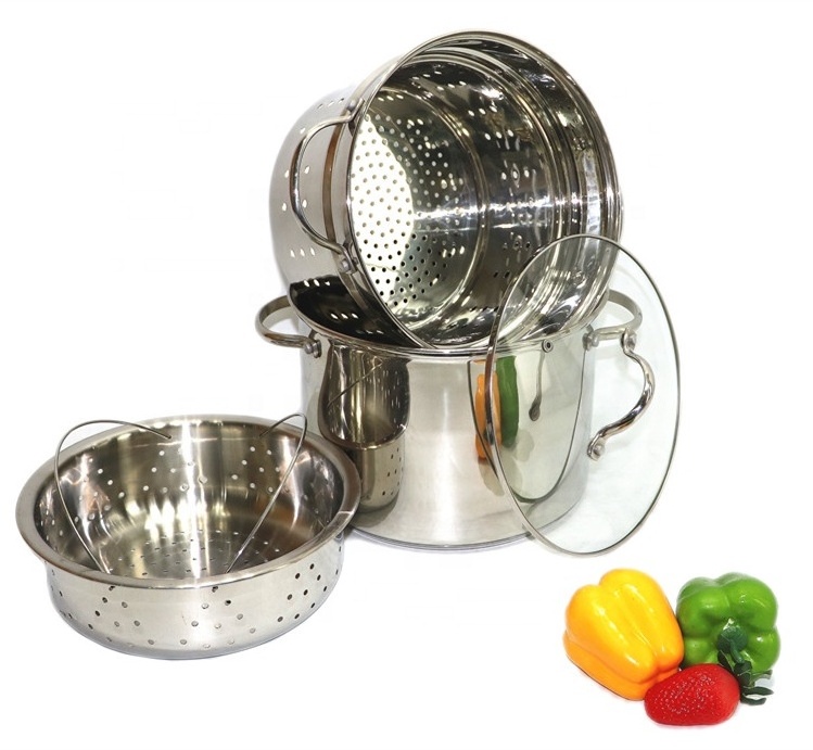 Stainless Steel Pasta Pot Cooker Pot, Basket C style Pasta pot set of 4