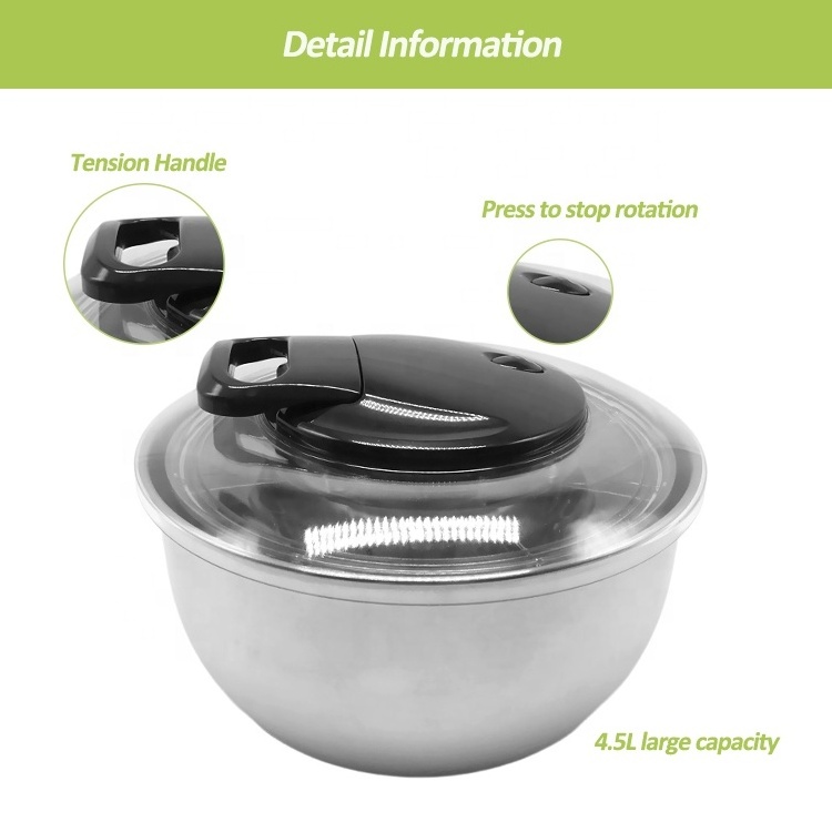 Salad Bowls 4.5l Large Salad Spinner Salatschleuder Metal Salad Bowls Stainless Steel Mixing Bowl