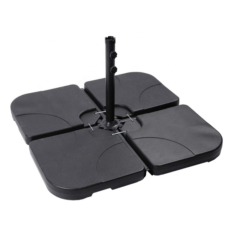 4PCS Square Shaped Water Or Sand Filled Umbrella Base Cantilever Offset Patio Market Umbrella Base Stand with U Locking