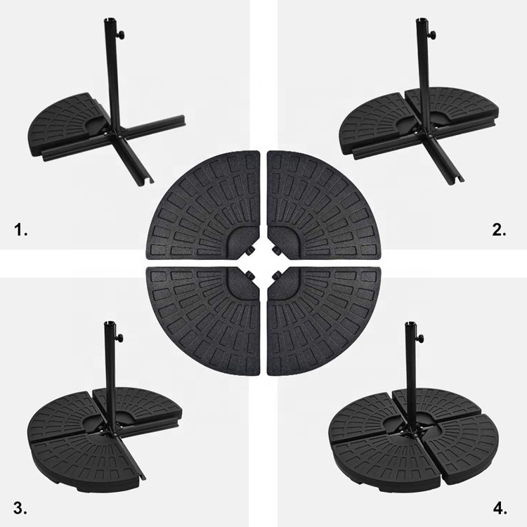 4PCS Fan Shaped Water or Sand Filled Umbrella Base Stand for Cantilever Offset Patio Market Umbrella with Carry Handles