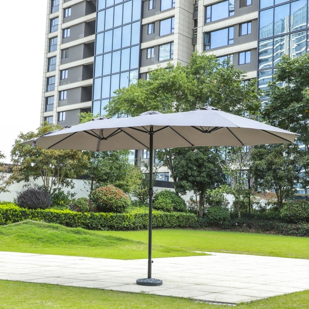 Rectangular Market Umbrella 15 ft patio twin umbrella double-sided market