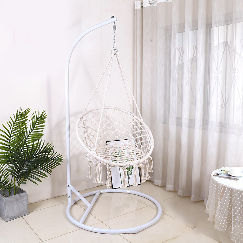 Fashion Nordic Style Household Woven Hanging Basket Rattan Chair Hanging Tassel Outdoor Swing