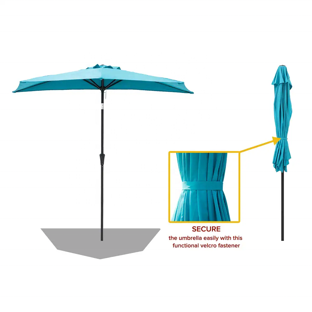 9ft Sun Shade Outdoor Half Round Patio parasol Garden Bistro Wall Balcony Umbrella