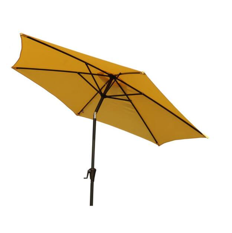 NEW yellow stripe outdoor 2.7m custom remote control patio umbrella with aluminium metal iron frame