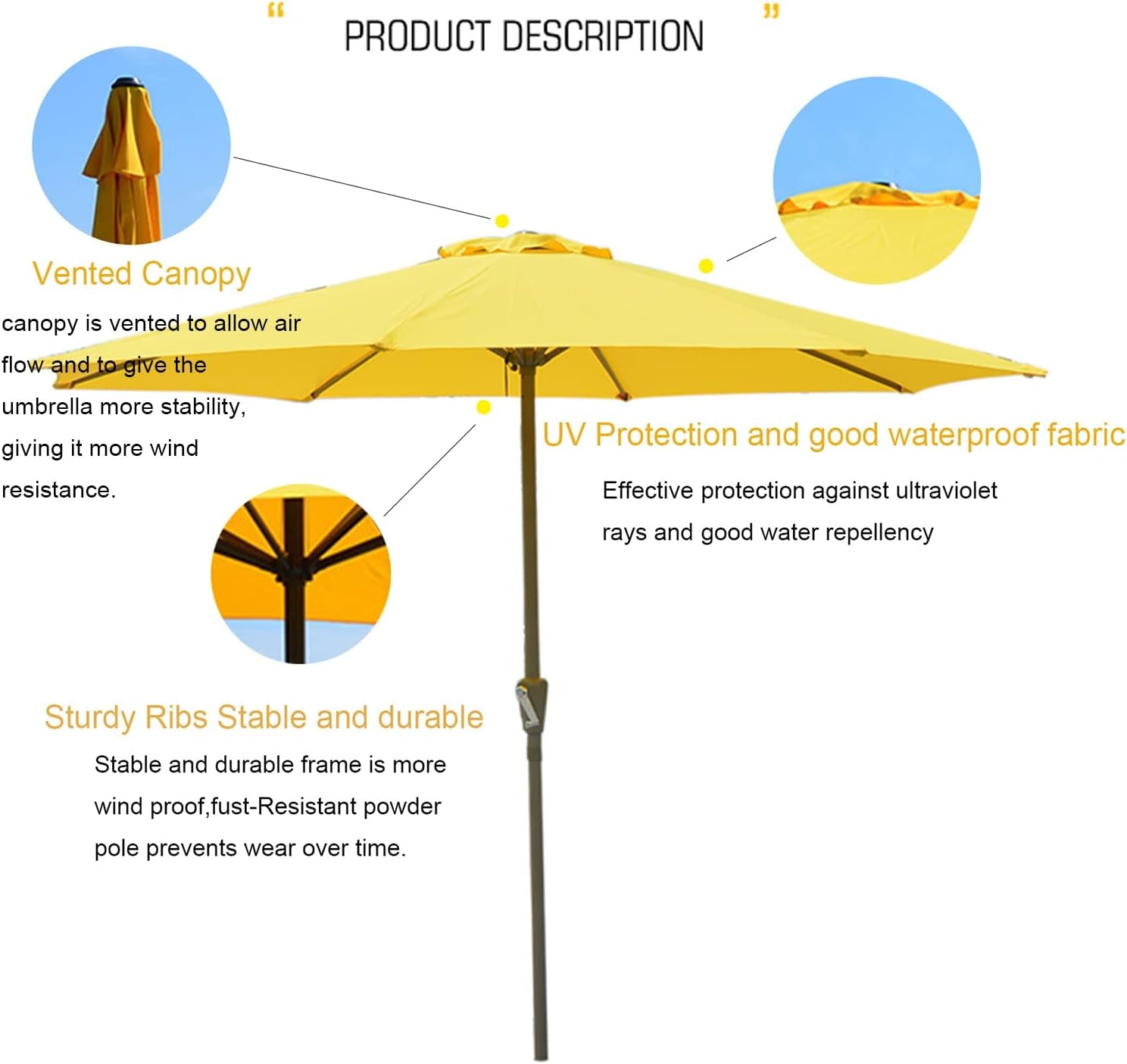 High Quality Sun Waterpoof Hanging Market Umbrellas Beach Garden Parasol Patio Umbrellas & Bases Garden Outdoor Umbrella