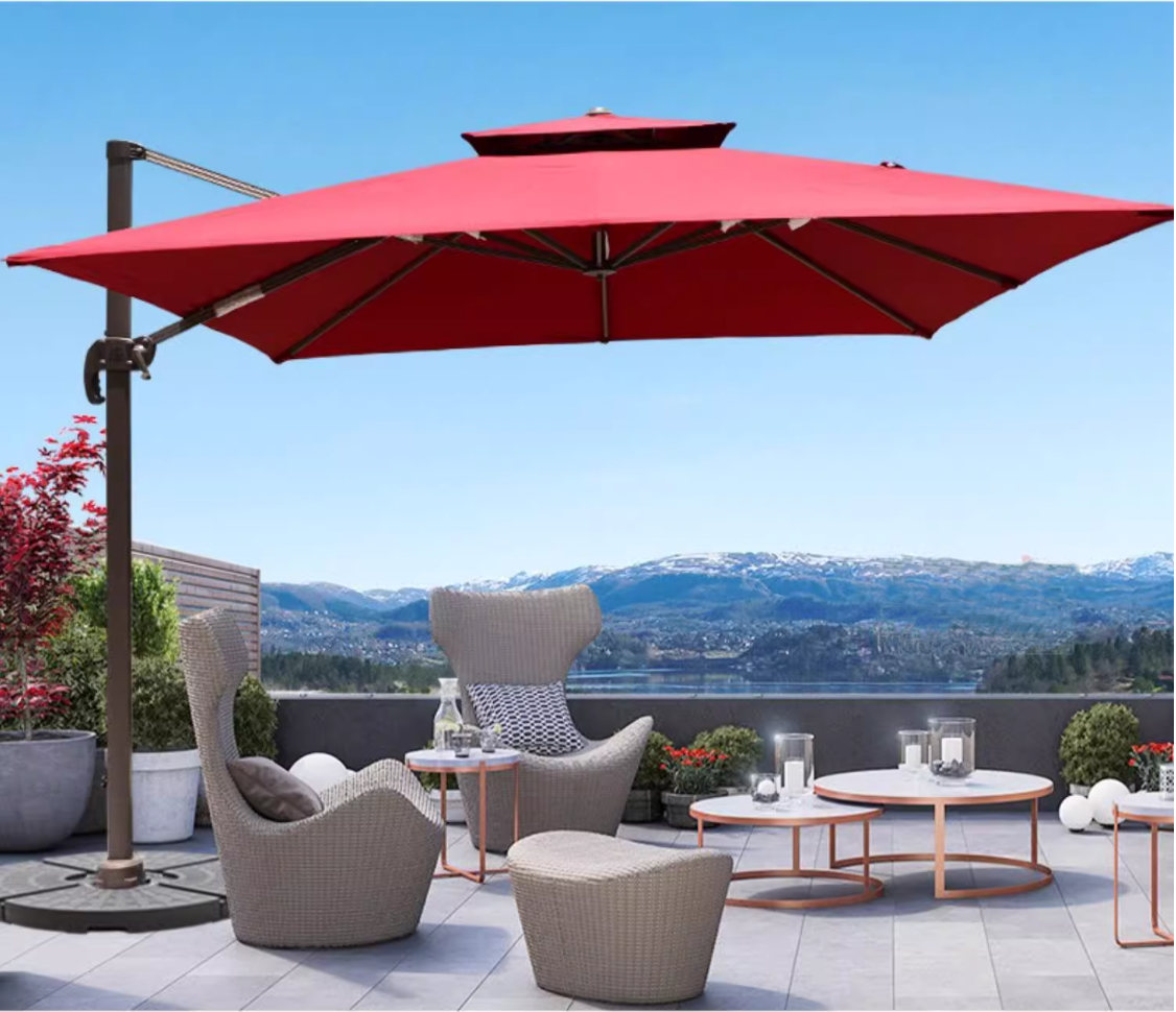 Outdoor garden Patio Offset big size terrace sunshade beach umbrella parts Cantilever patio umbrellas