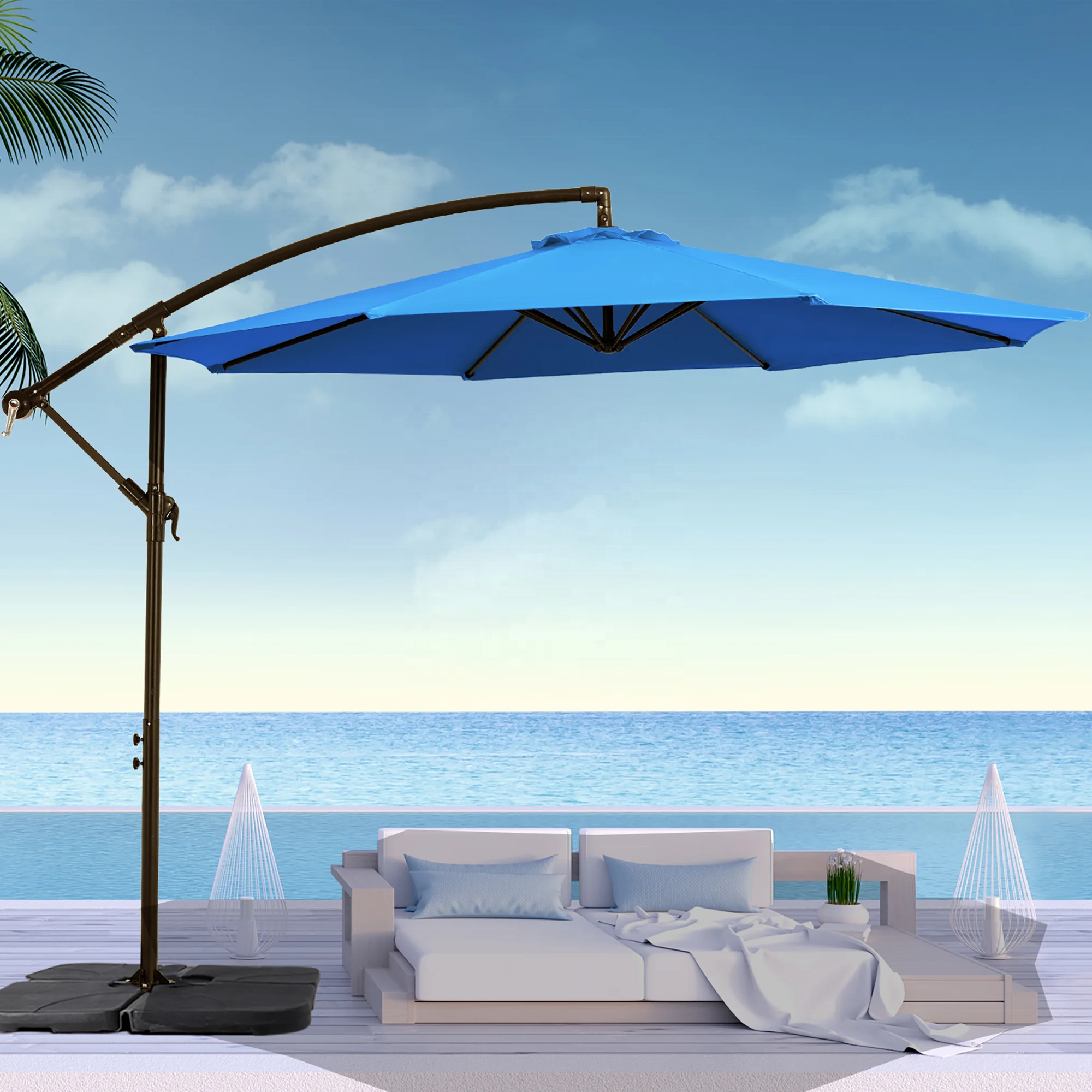 Outdoor fashion patio conercial sun park umbrellas beach furniture garden sets parasol umbrellas with multi color