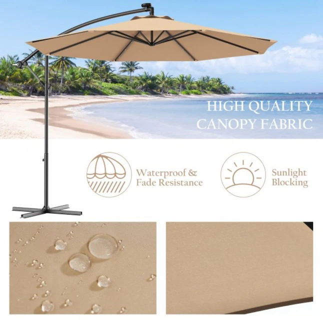 Decorative Outdoor Big Garden 3 meter dia beach Umbrella Sun Produce solar powered led cantilever patio umbrella with stand