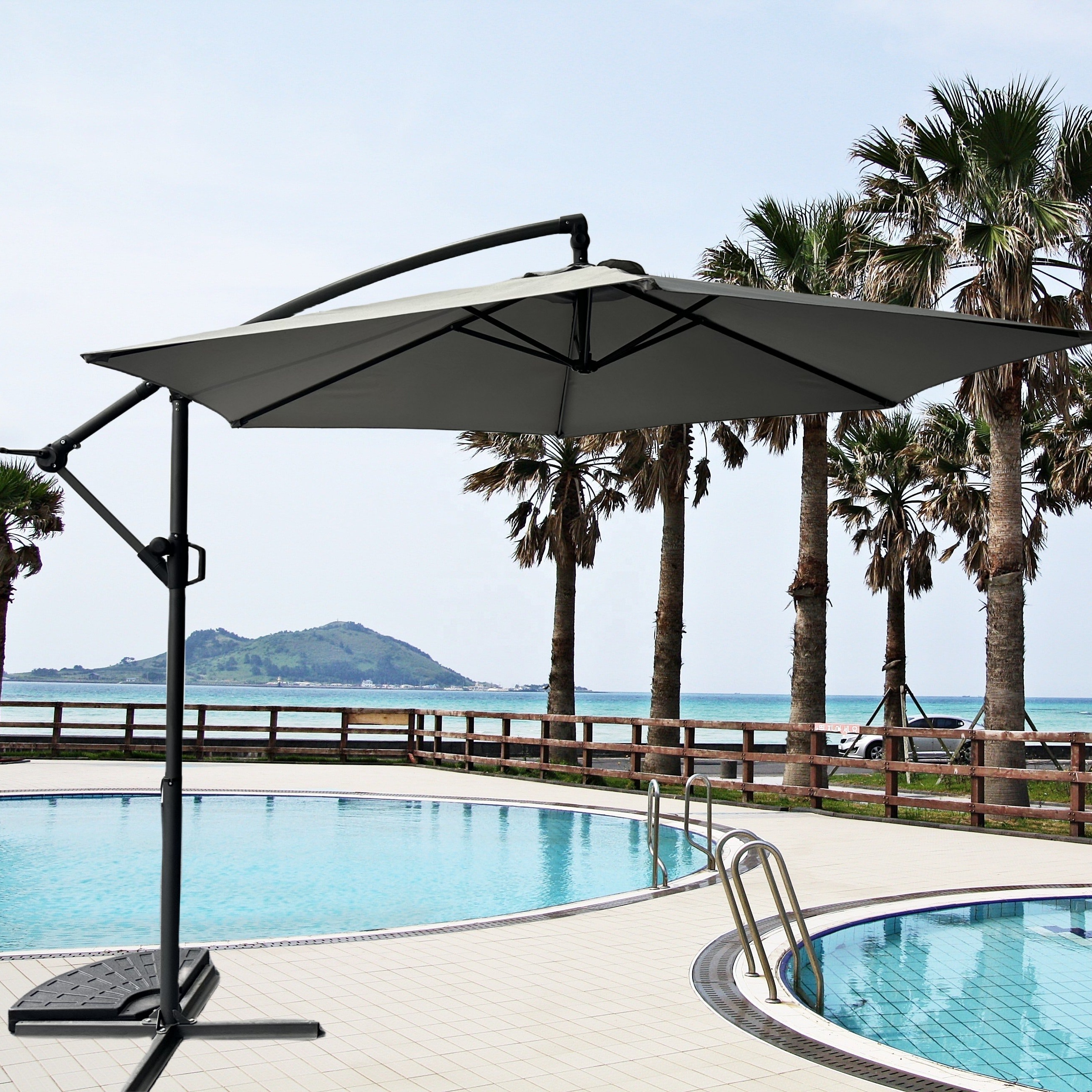 New Hanging Banana Waterproof Cantilever Garden Beach Patio Sun Canvas Parasol Iron Outdoor Restaurant Umbrella