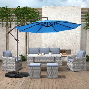 Superior Quality Aluminum Frame Furniture Huge 3m Radii round Patio Table with Banana Yard Umbrella for Hotel and Pool Use