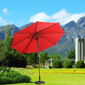 Modern Patio Garden Sunshade LED Umbrella Parasol with Solar LED Lighting for Hotel Courtyards Outdoor Furniture