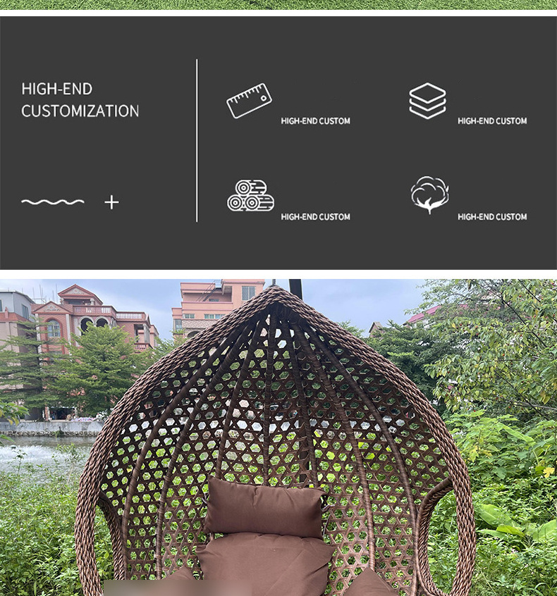 Customized Modern Minimalist Outdoor Fashion Processing Rattan Woven Courtyard Swing Hanging Basket