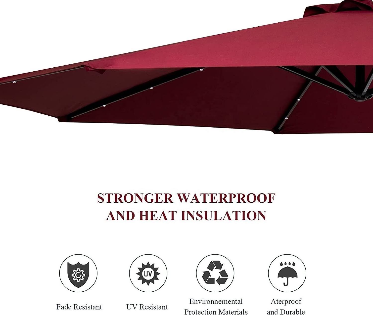 Wholesale 300cm Large Hanging Outdoor Large Swimming Pool Umbrella With Led Solar Uv Protection