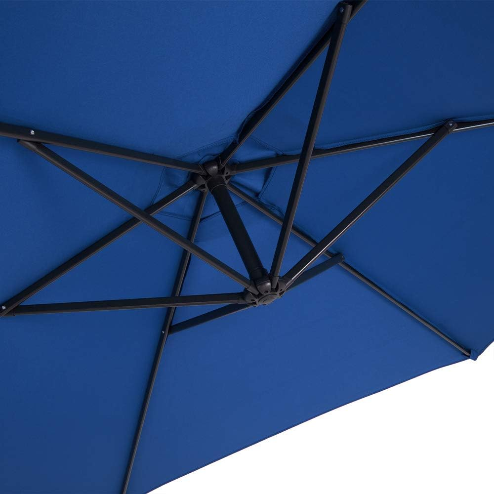 3M Outdoor Garden Patio Hanging Sun Umbrella 8 Ribs Offset Cantilever Polyester UV Protection Modern Design Exterior Furniture