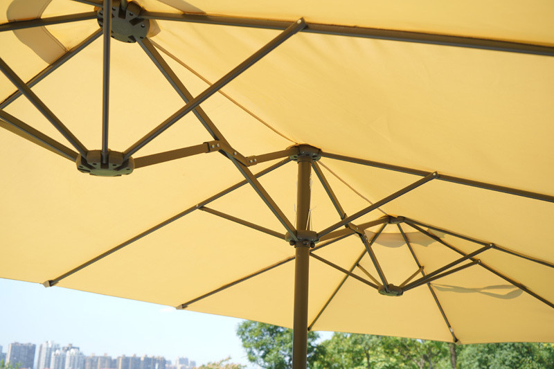 Hot Sun beach promotion polyester sun canopy printed double fabric windproof restaurant patio pool umbrellas sombrillas sonnensc