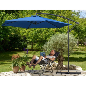 3M Outdoor Garden Patio Hanging Sun Umbrella 8 Ribs Offset Cantilever Polyester UV Protection Modern Design Exterior Furniture